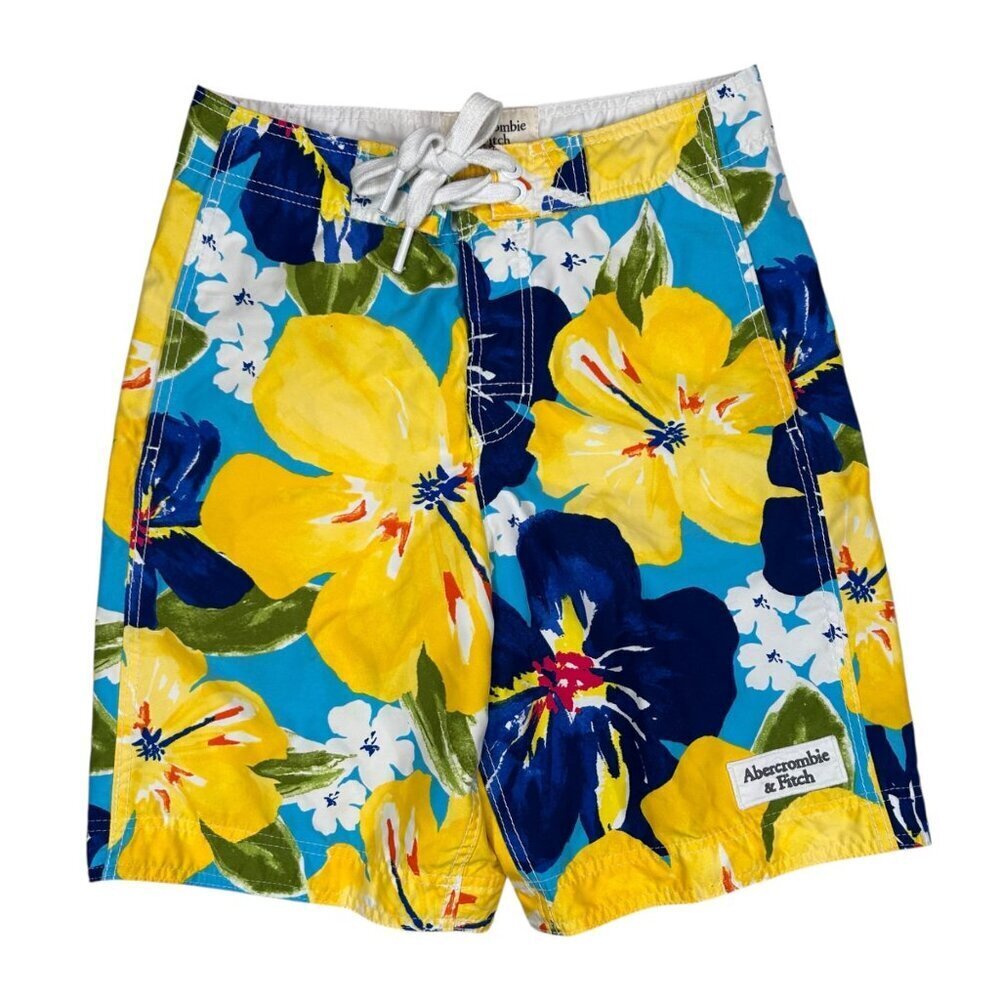 Abercrombie & Fitch XS Tropical Hawaiian Swim Trunks Y2K Resortwear Beach Coasta